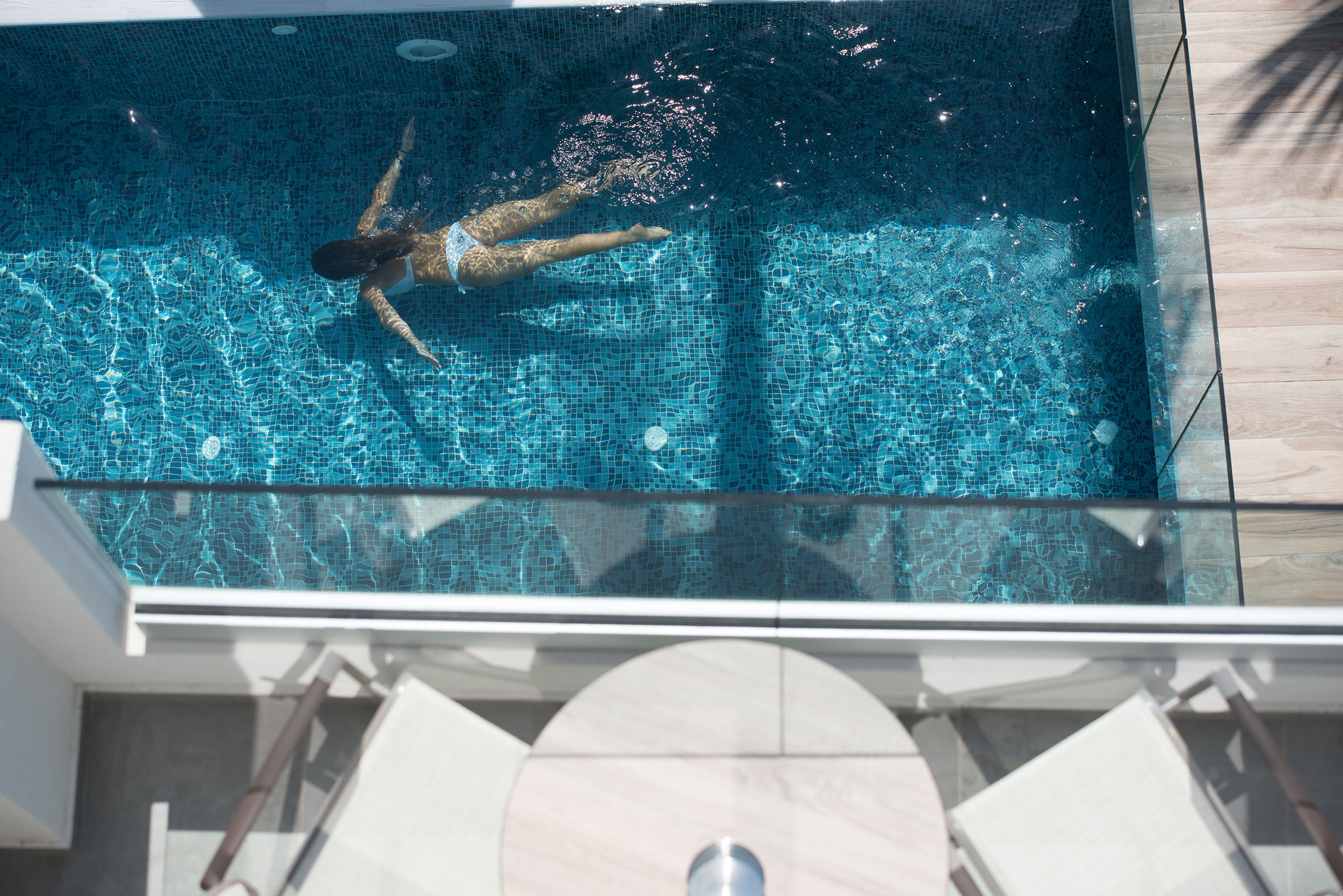 Hotel balcony overlooking the pool