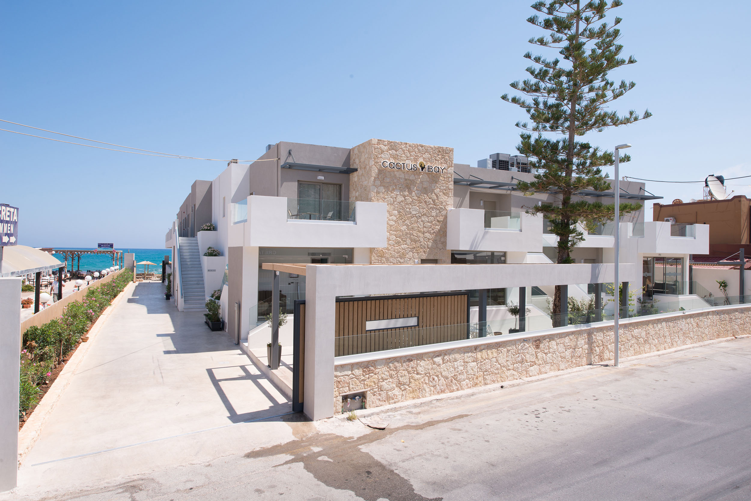 Different exterior view of Cactus Bay Hotel entrance